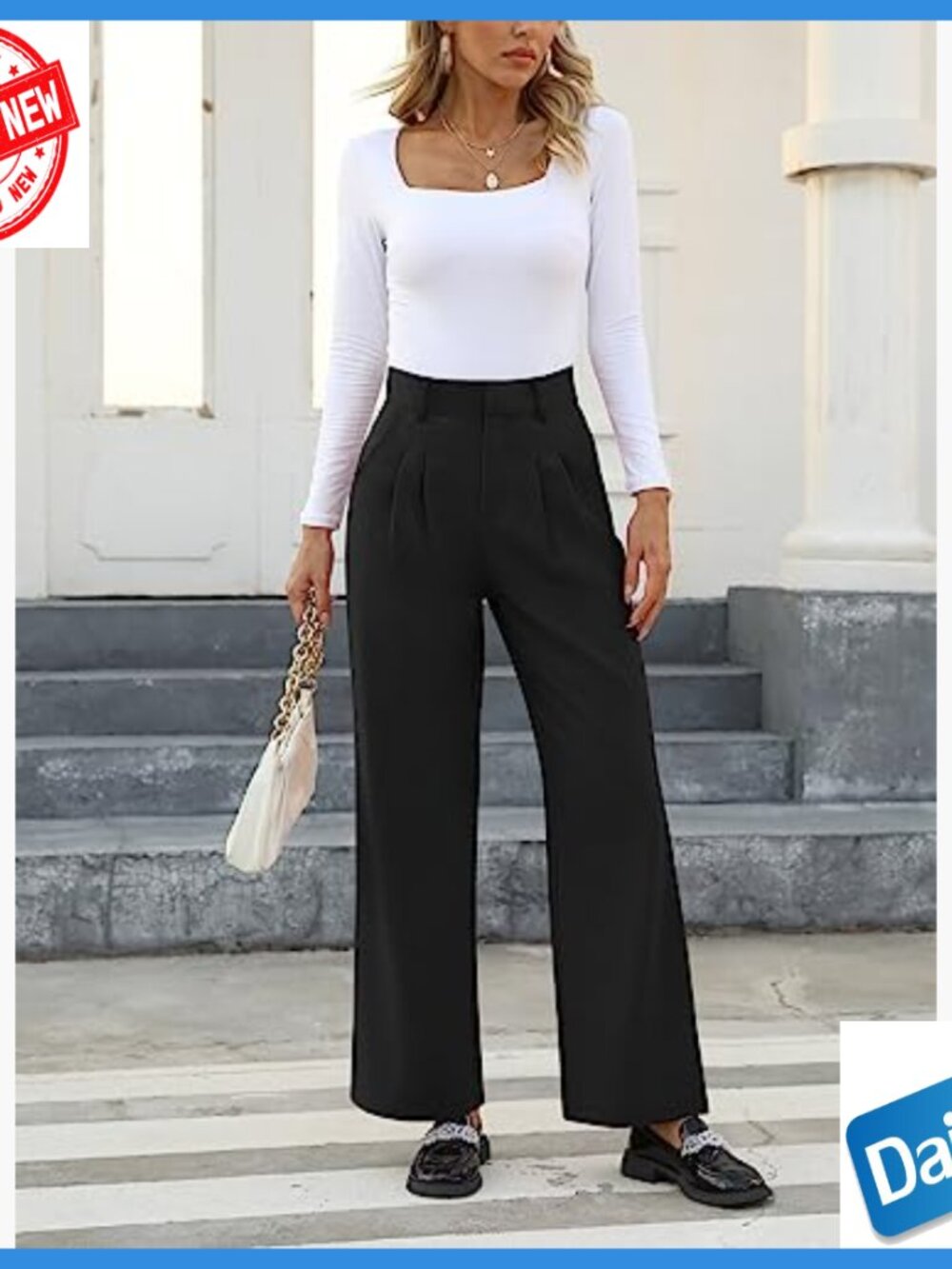 High Waisted Work Pants Business Casual Office Trousers with Pockets - Picture 5 of 7